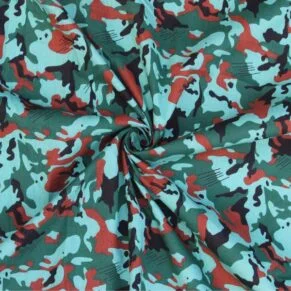 Cotton Army Printed Green & Black Fabric