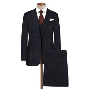 Dark Blue Checkered Authentic Tweed Fabric